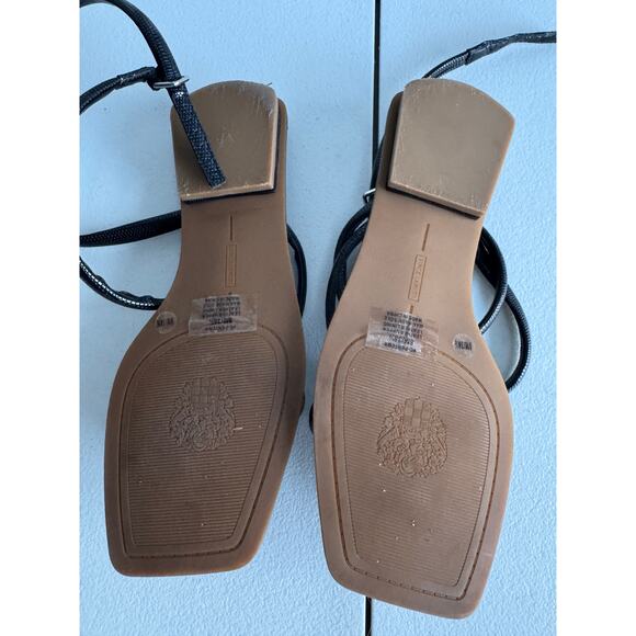 Vince Camuto Black Ankle Wrap Square Toe Sandals 8 - Picture 4 of 6